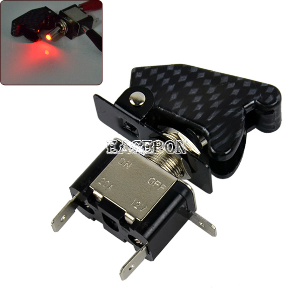 LED Toggle Red Switch with Carbon Cover